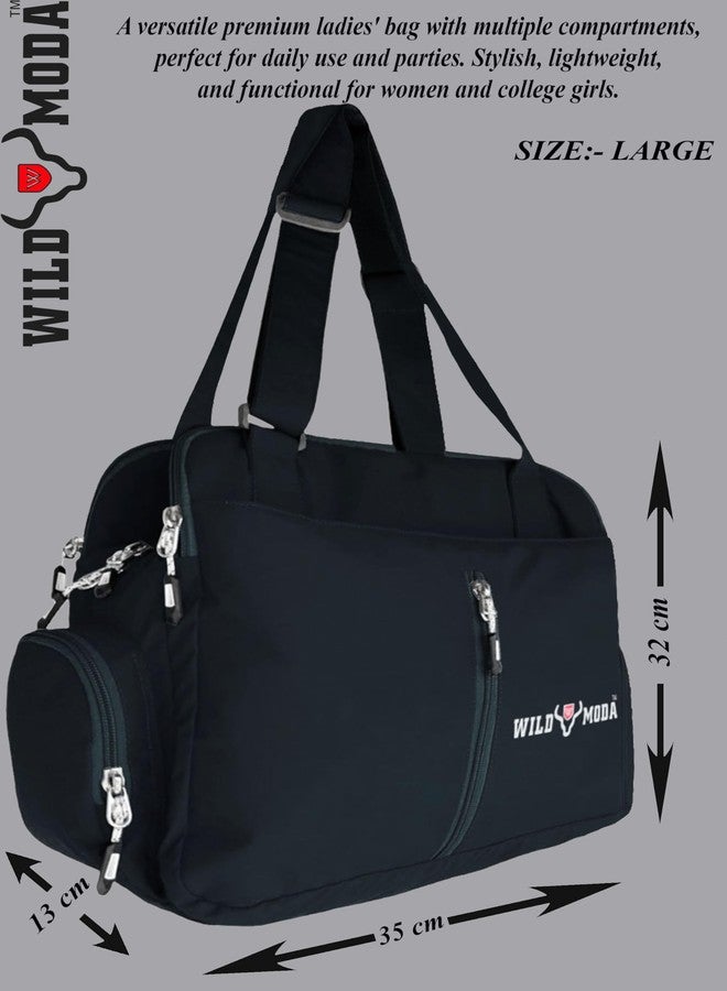 WILD MODA Designer Luxe: Spacious Office Bag, Shoulder Bag, Handbag & School Bag for Women (Black) - Image 4